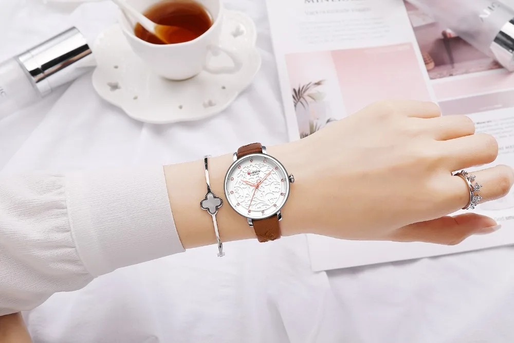 Sleek Curren 9046 Women’s Leather Straps Watch
