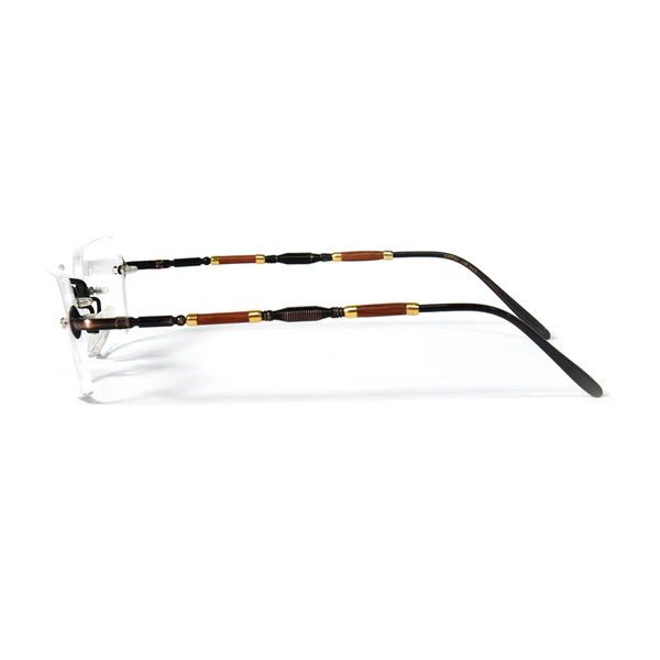 SLW13 RC-C52 rimless unisex eyewear metal wood frame brown color