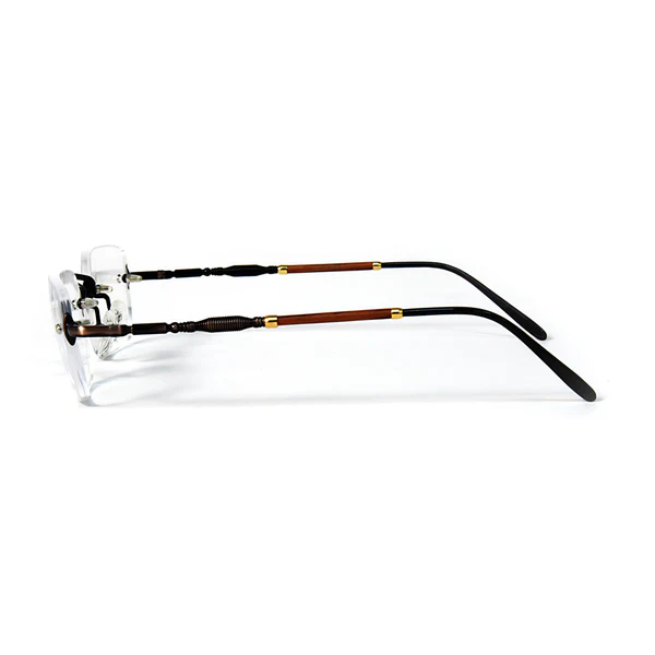 minimalist metal wood rimless eyeglasses Sleek Line rectangle frame