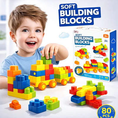 80 piece toddler building block set with vibrant shapes and colors