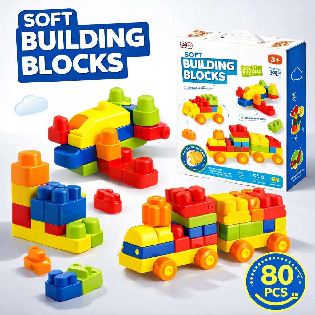 🧱 Soft Building Blocks Set for Toddlers – 80 Pieces