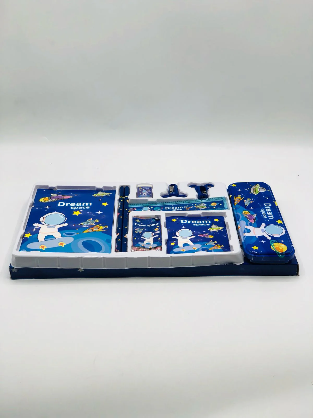 Attractive Space Theme 2-in-1 School Set showcasing a fun outer space design, comfortable straps, and a kid-friendly build for school and travel.