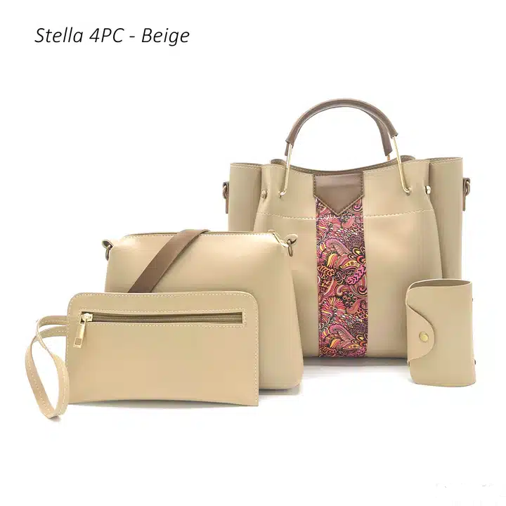 Stella 4PC Beige Handbag Set