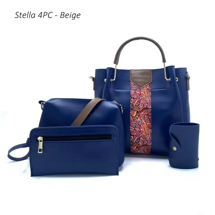 Stella 4PC Blue Handbag Set