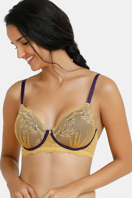 Stylish Stir Padded Wirefree Neck Lace Bra with light padding and feminine lace detailing, offering a natural shape and confident fit.