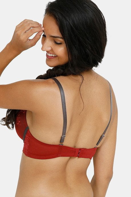 Comfortable Stir Padded Wirefree Neck Lace Bra Merlot featuring a wirefree structure and breathable fabric for all-day ease and natural support.
