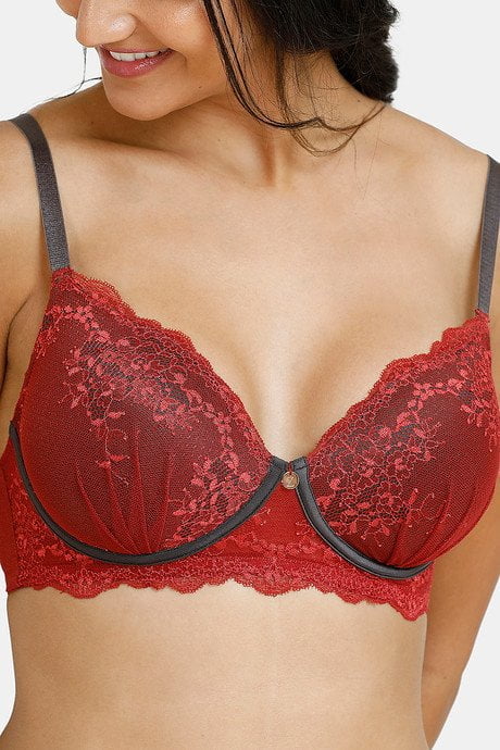 Premium Stir Padded Wirefree Neck Lace Bra Merlot crafted with stretchable material and smooth finish, perfect for everyday wear under any outfit.