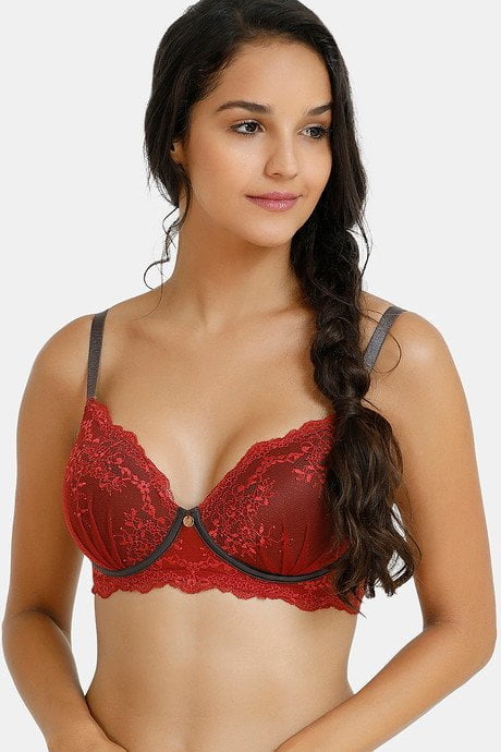 Stir Padded Wirefree Neck Lace Bra Merlot