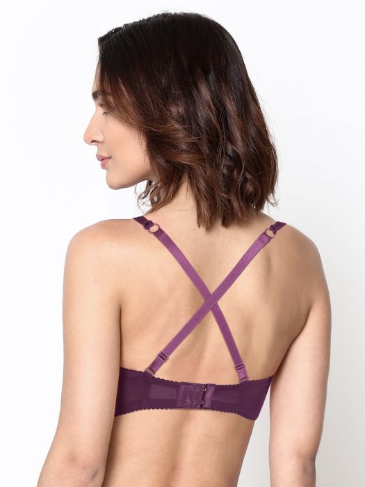 Romantic Susie Maroon Mesh Bridal Bra crafted with soft breathable mesh and a flattering fit, perfect for wedding nights and special occasions.
