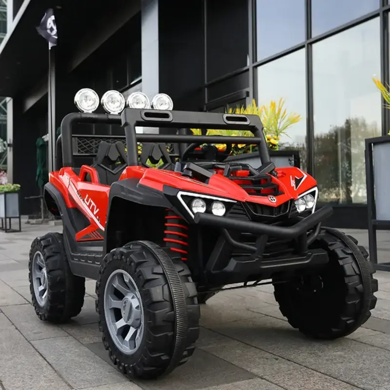 Trailblazing electric jeep for two kids with lights and sound features