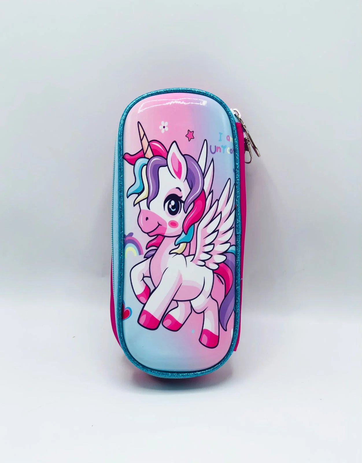Cute Unicorn 3-in-1 School Bag Set for Girls featuring a magical unicorn design with matching backpack, lunch bag, and pencil case for a complete school solution.