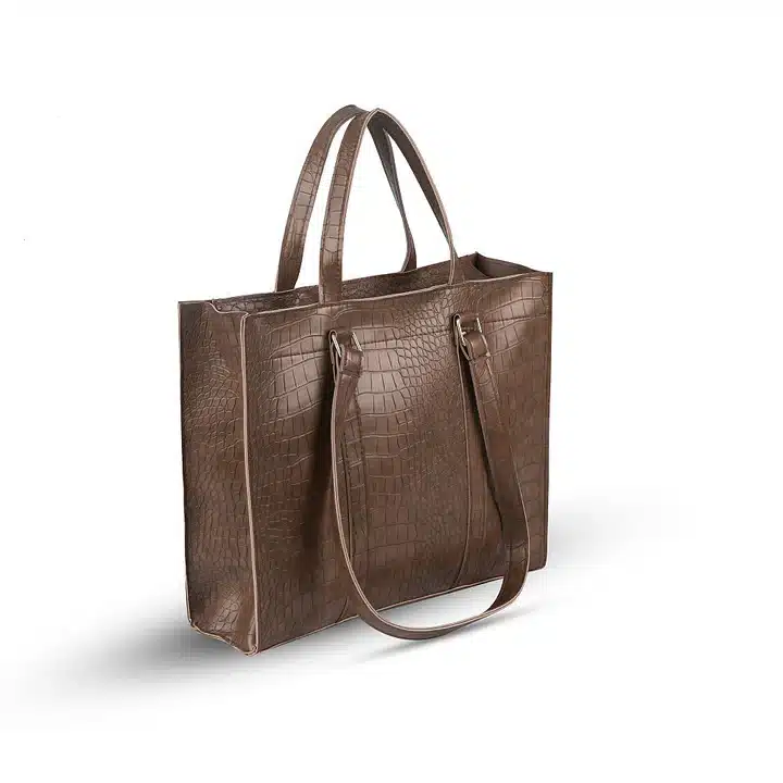 Elegant two-piece brown bag set with spacious interior and structured design