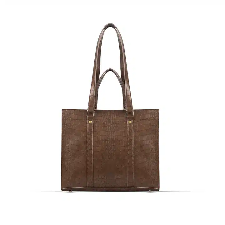 Choco brown tote and crossbody handbag set with elegant embossed texture and modern design