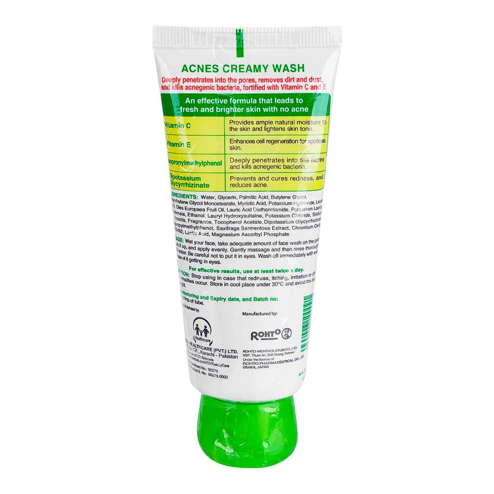 Side view of acnes creamy wash, for acne-prone skin, 50g