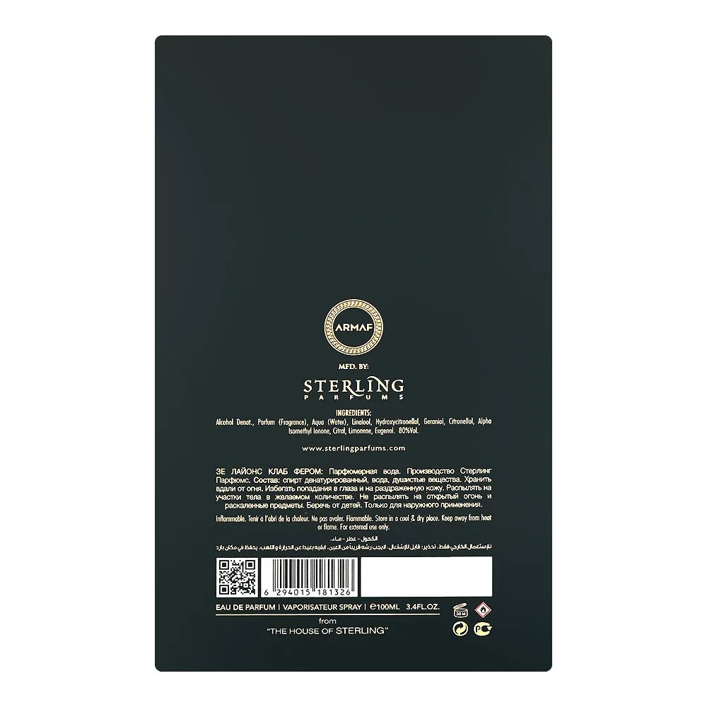 Comfortable casual afnan the lion's club feroce, eau de parfum, for men & women, 100ml