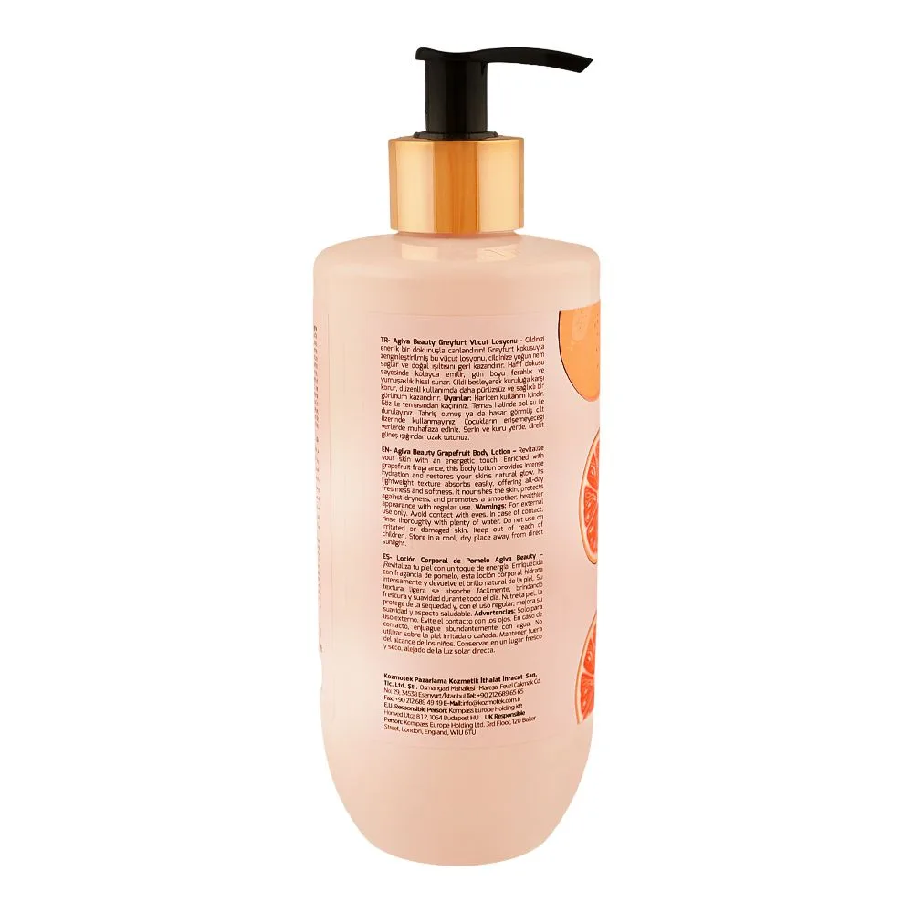 Side view of agiva care & beauty grapefruit body lotion, 500ml