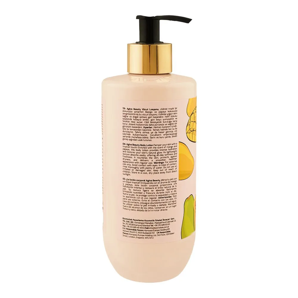 Side view of agiva care & beauty mango & papaya body lotion, 500ml