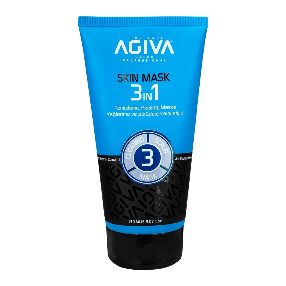 Side view of agiva professional 3-in-1 cleansing/scrub/skin mask, 150ml