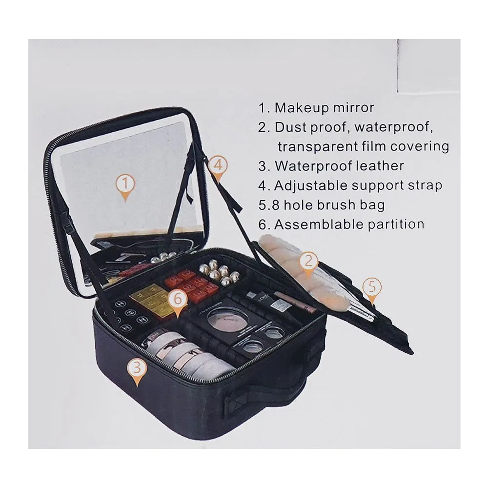 Premium everyday wear ajf makeup organizer with led mirror, pink