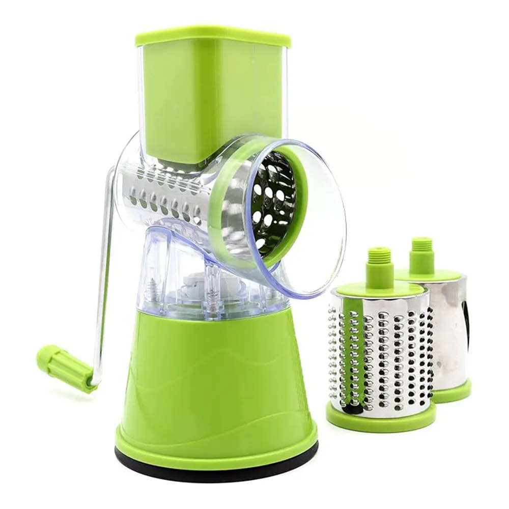 AJF Multifunctional Tabletop Drum Grater, 3-In-1 Rotary Shredder Slicer Grinder, Assorted Color