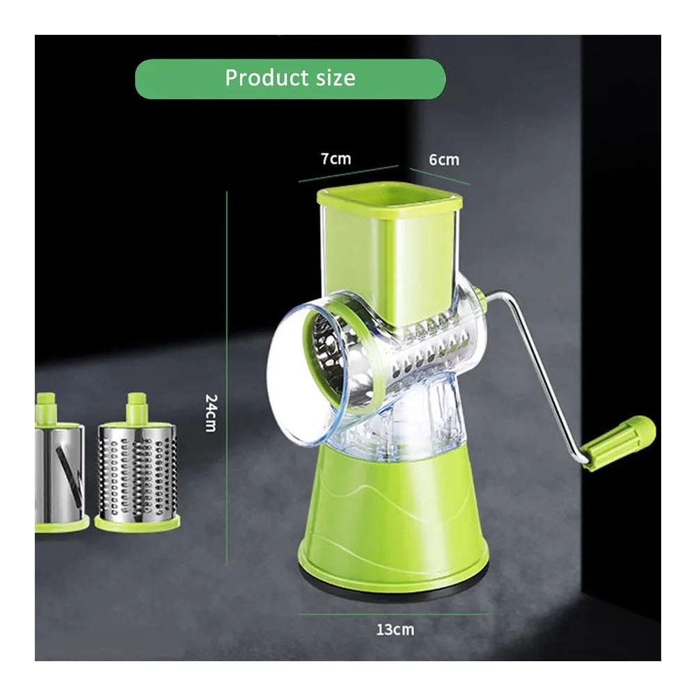 Comfortable casual ajf multifunctional tabletop drum grater, 3-in-1 rotary shredder slicer grinder, assorted color