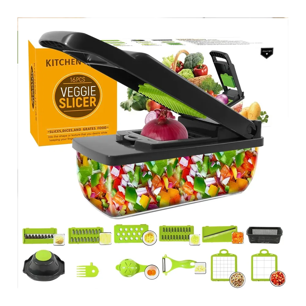 AJF Multifunctional Vegitable Cutter & Chopper, 16-Pieces