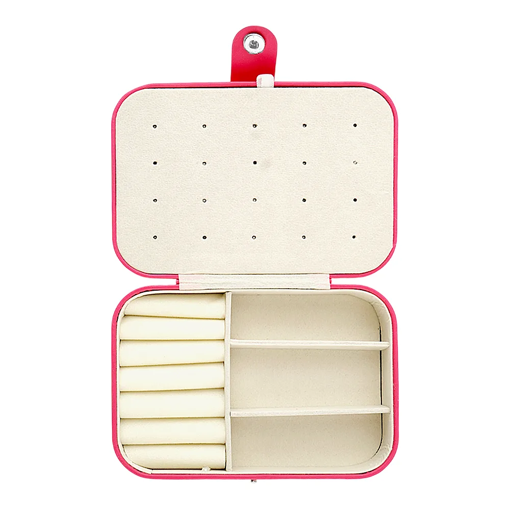 Comfortable casual ajf portable jewelry storage organizer box for rings, earrings & necklaces, mature pink, ba-3