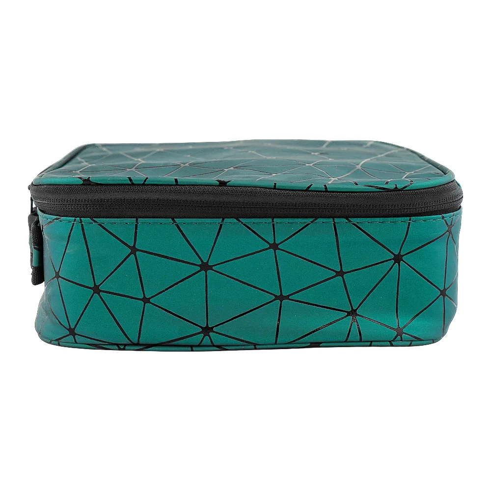 Comfortable casual ajf pu diamond print cosmetic bag organizer, large, 25 x 22 x 8cm, green