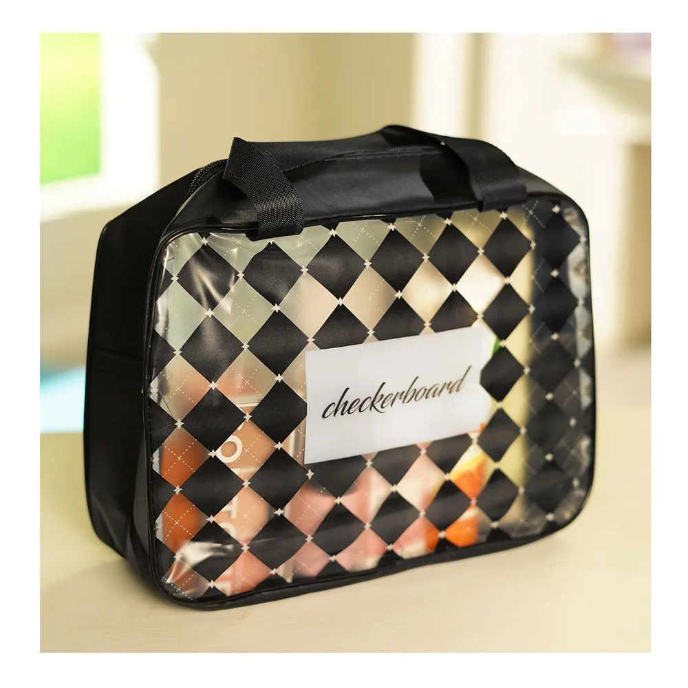 AJF PVC Waterproof Cosmetic Bag, Rainbow Border, Pink