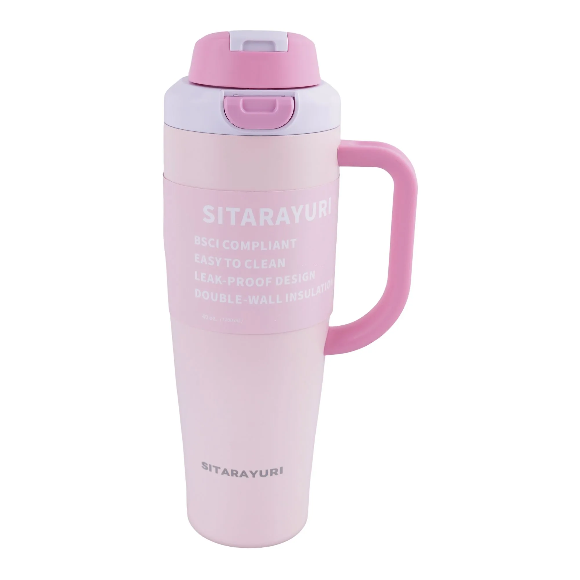 AJF Sitarayuri Stainless Steel Vacuum Insulated Tumbler, 1200ml, Light Pink