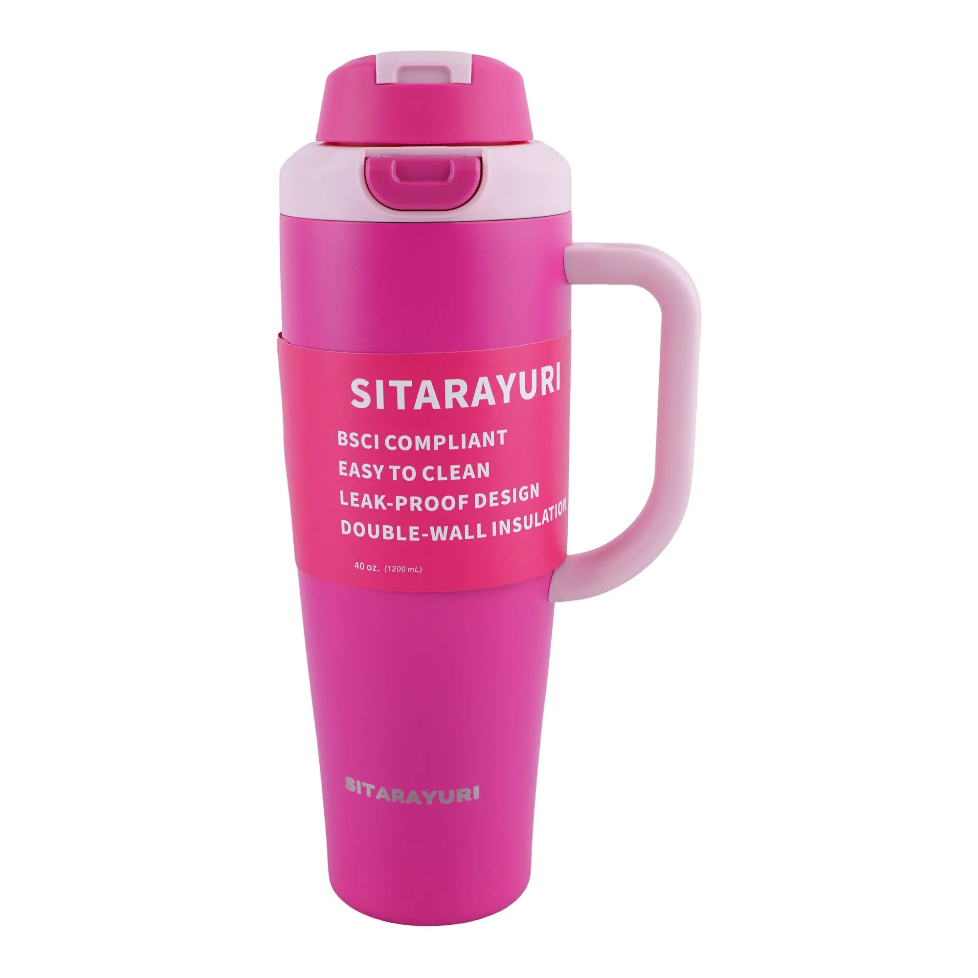 AJF Sitarayuri Stainless Steel Vacuum Insulated Tumbler, 1200ml, Mature Pink