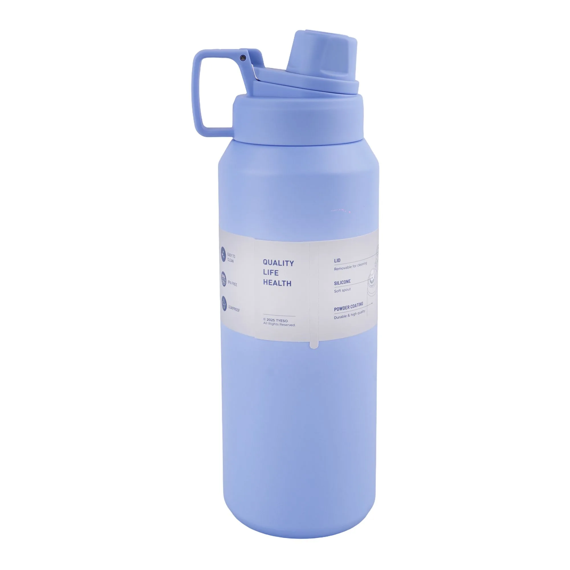 Side view of ajf tyeso vacuum insulated stainless steel tumbler, 1200ml, blue