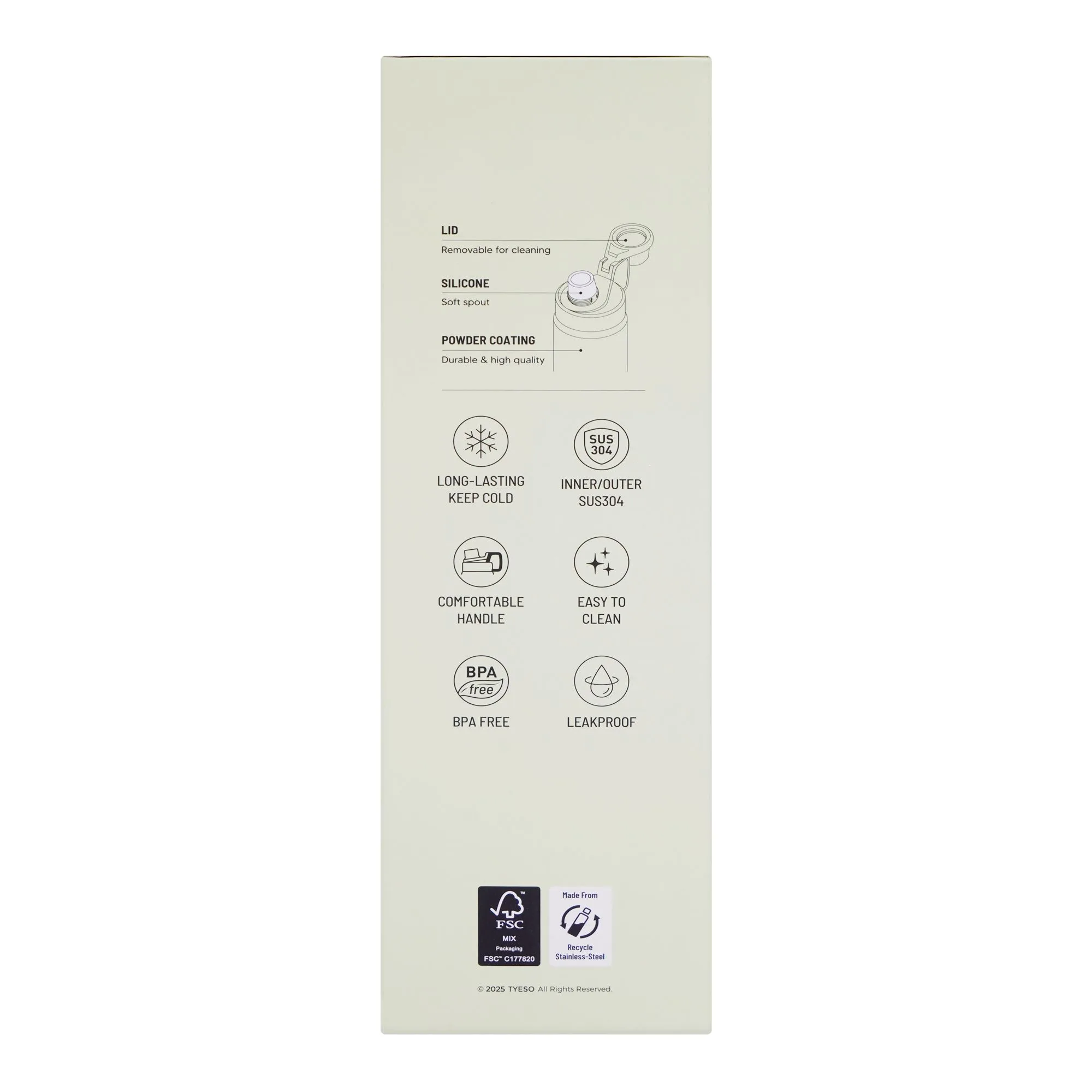 Close-up design of ajf tyeso vacuum insulated stainless steel tumbler, 1200ml, lime