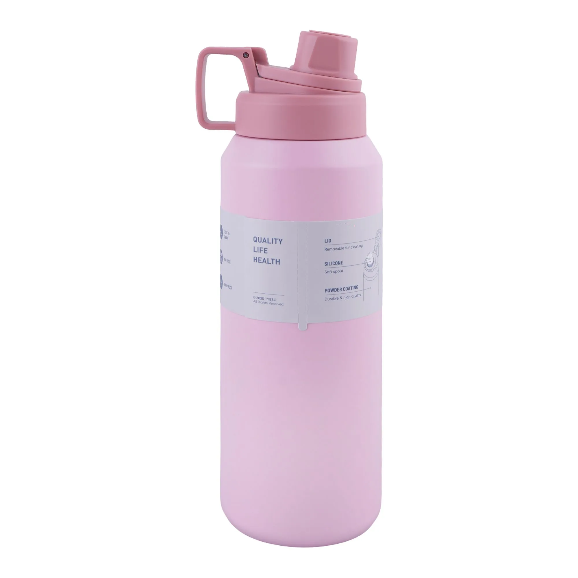 Side view of ajf tyeso vacuum insulated stainless steel tumbler, 1200ml, pink