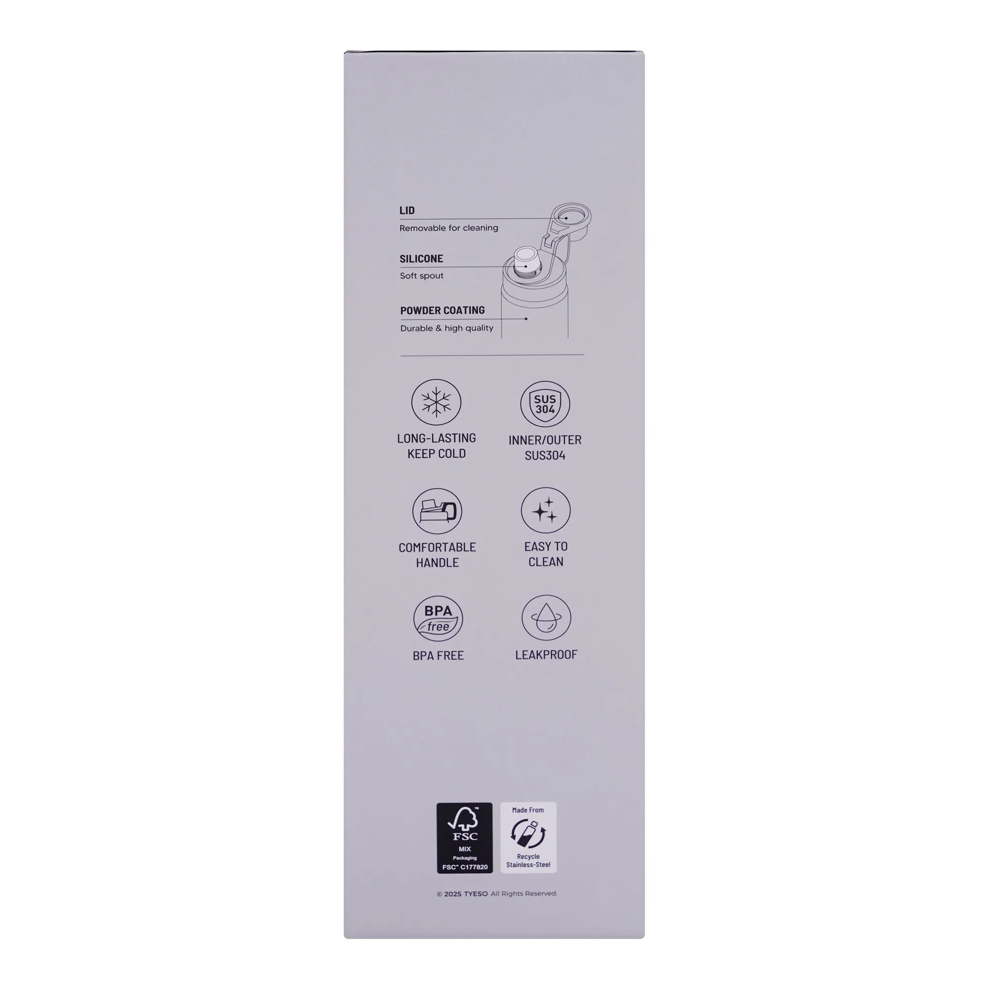 Close-up design of ajf tyeso vacuum insulated stainless steel tumbler, 1200ml, white