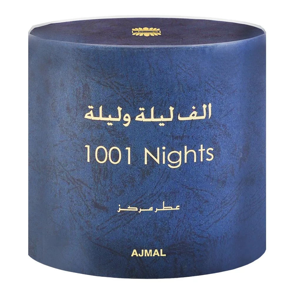 Side view of ajmal 1001 night, concentrated perfume oil, for men & women, 30ml