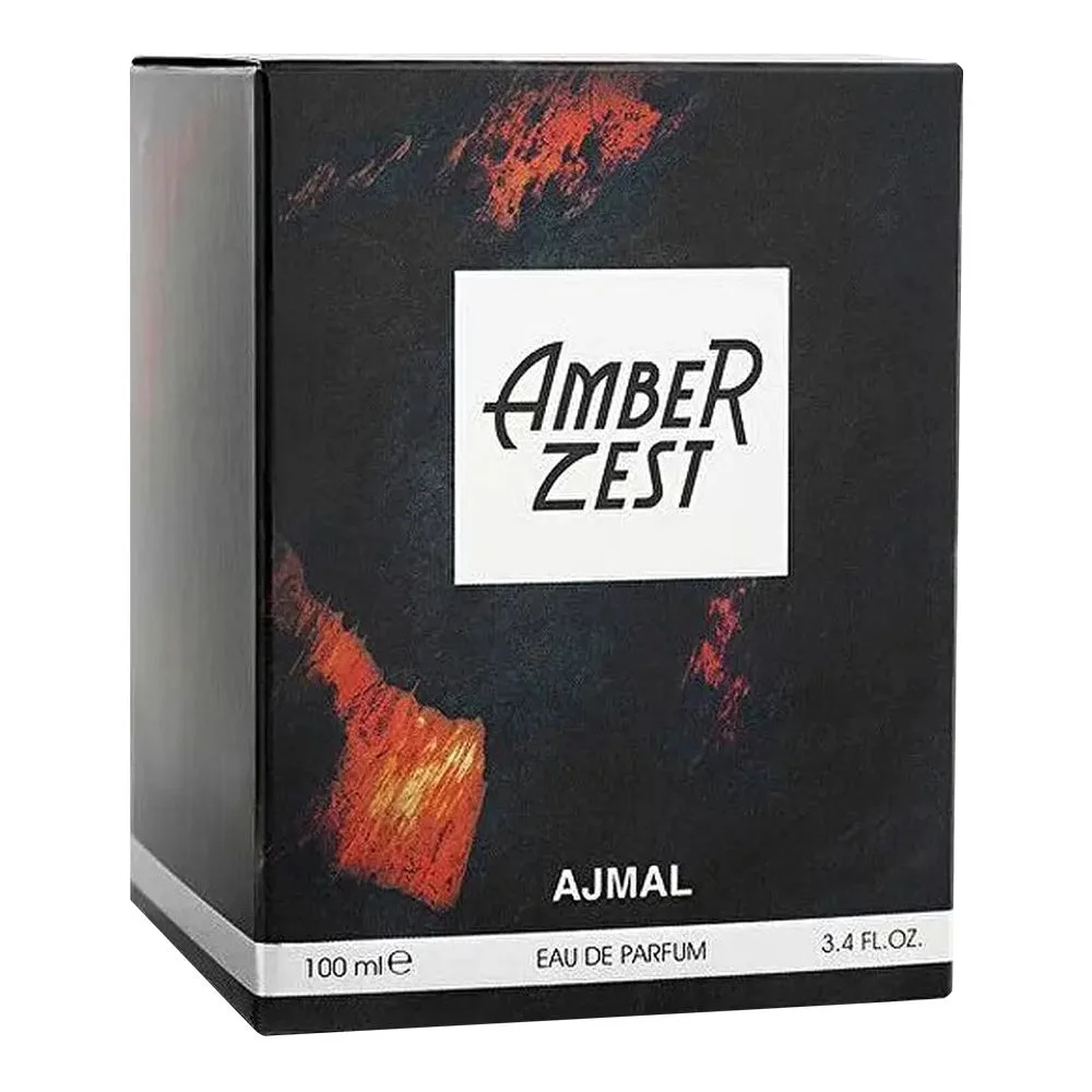 Side view of ajmal amber zest, eau de parfum, for men & women, 100ml