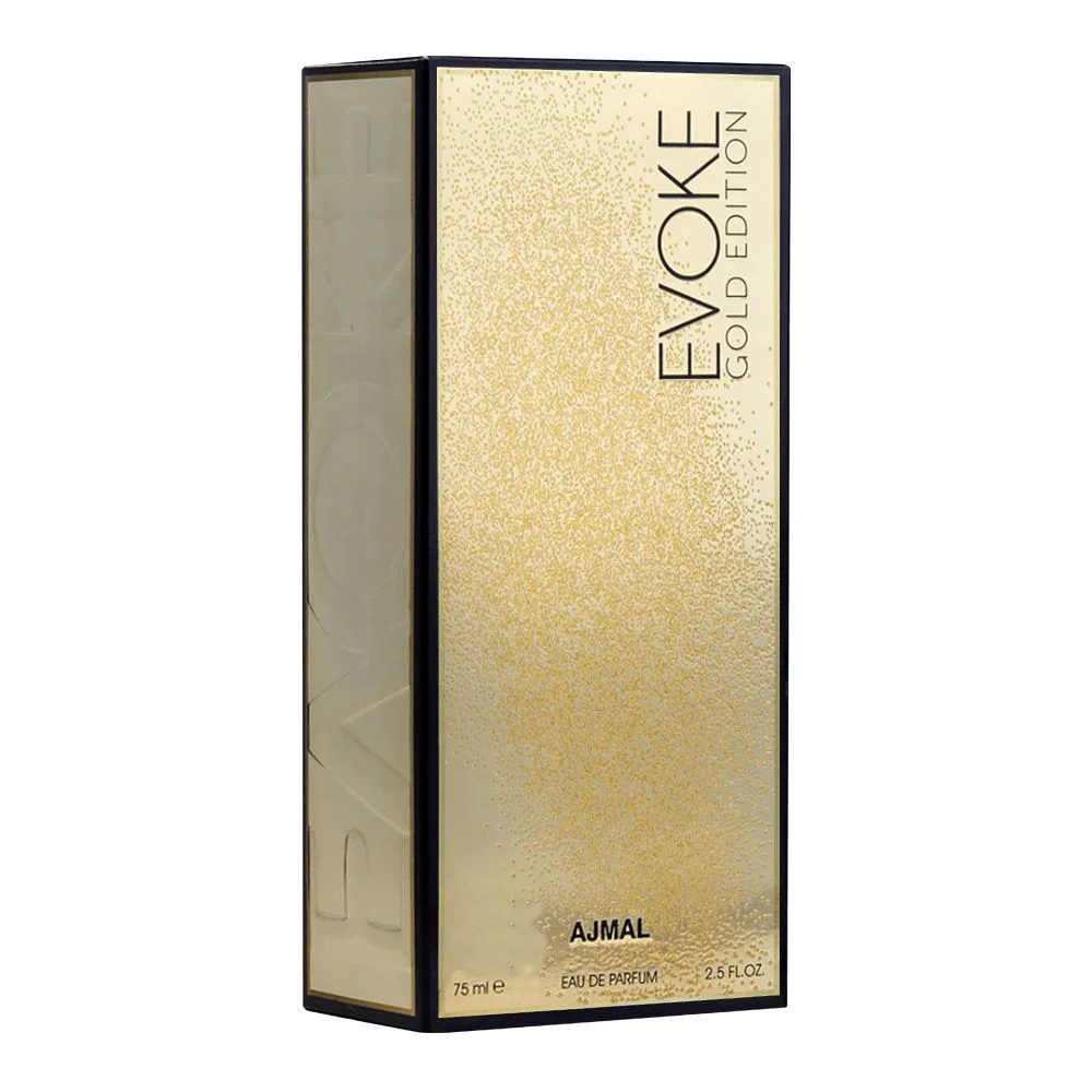 Side view of ajmal evoke gold edition, eau de parfum, for women, 75ml