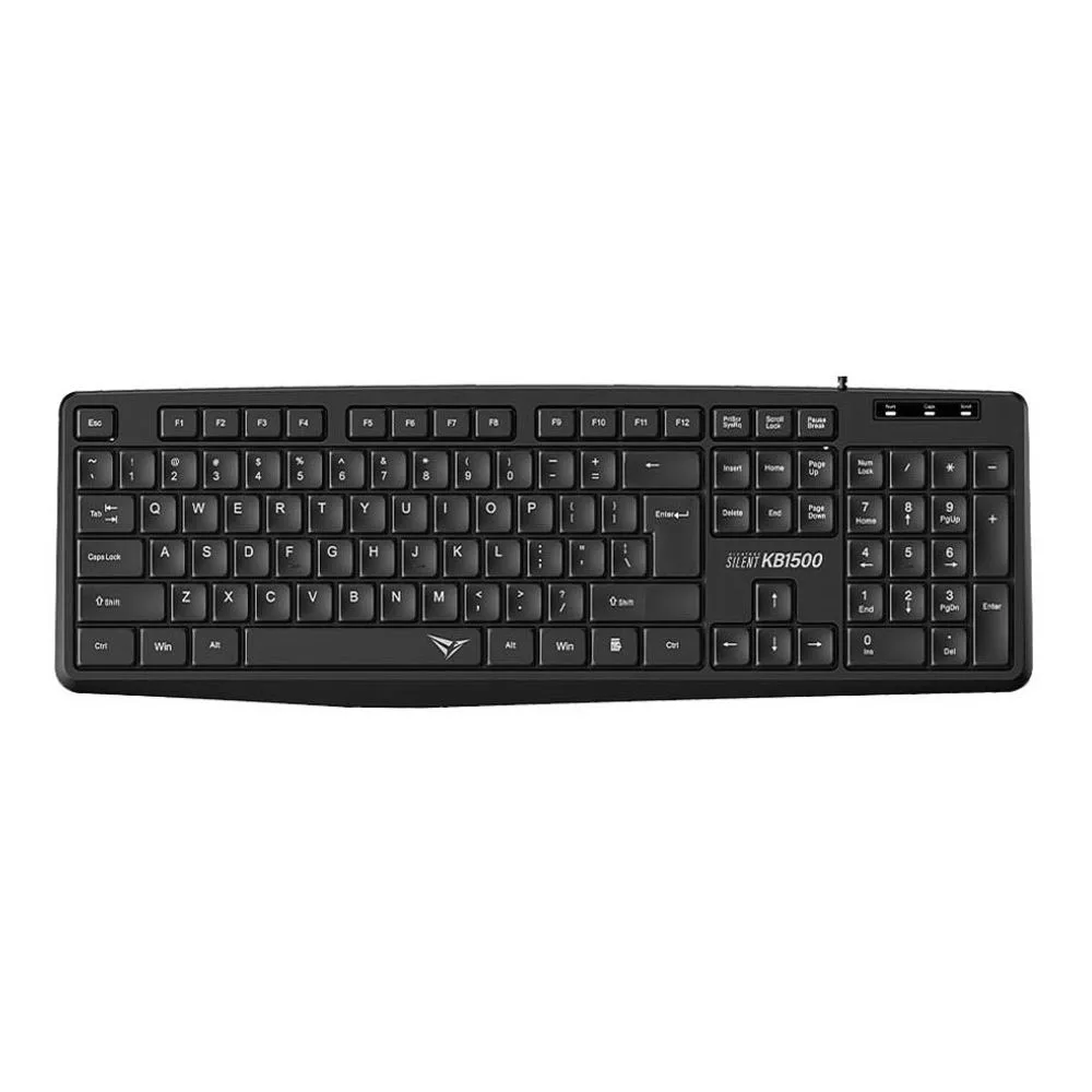 Alcatroz Silent USB Wired Keyboard, Black, KB1500