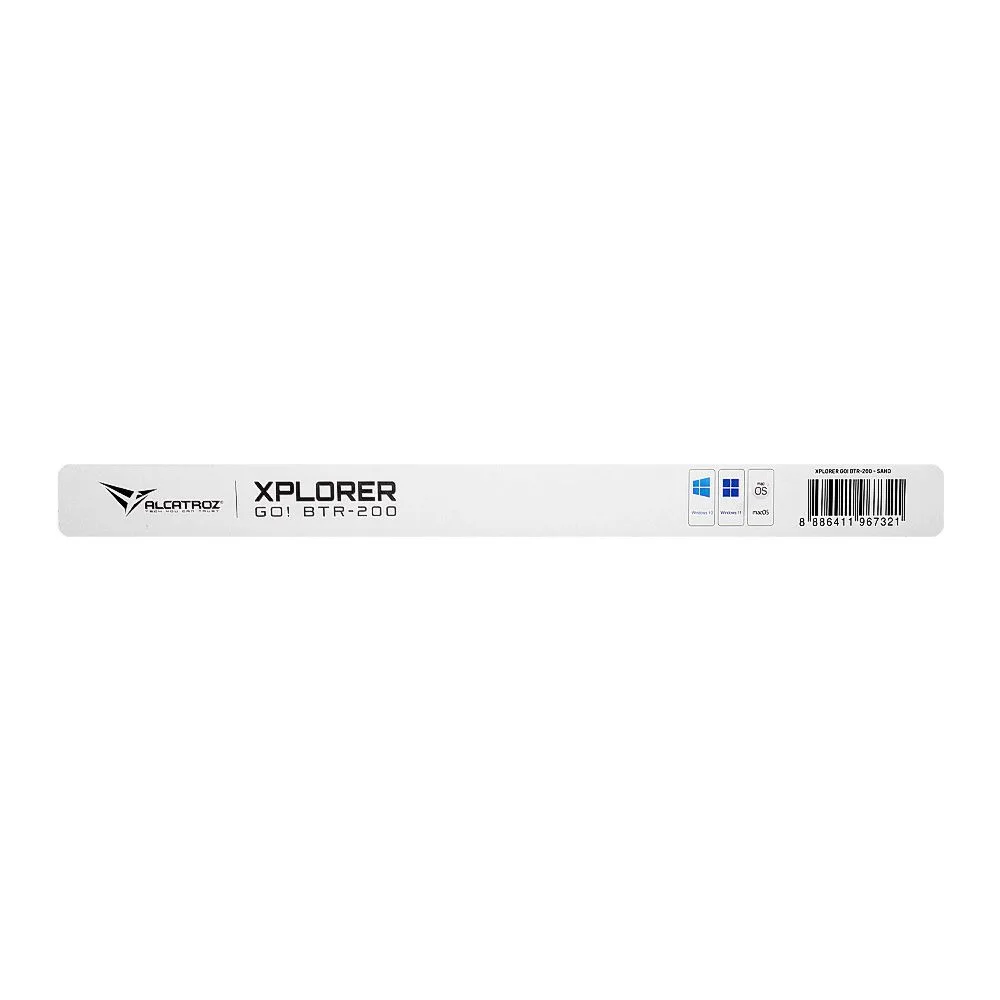 Close-up design of alcatroz xplorer go! btr-200 dual mode bt5.2+2.4g wireless keyboard, 180mah battery, sand