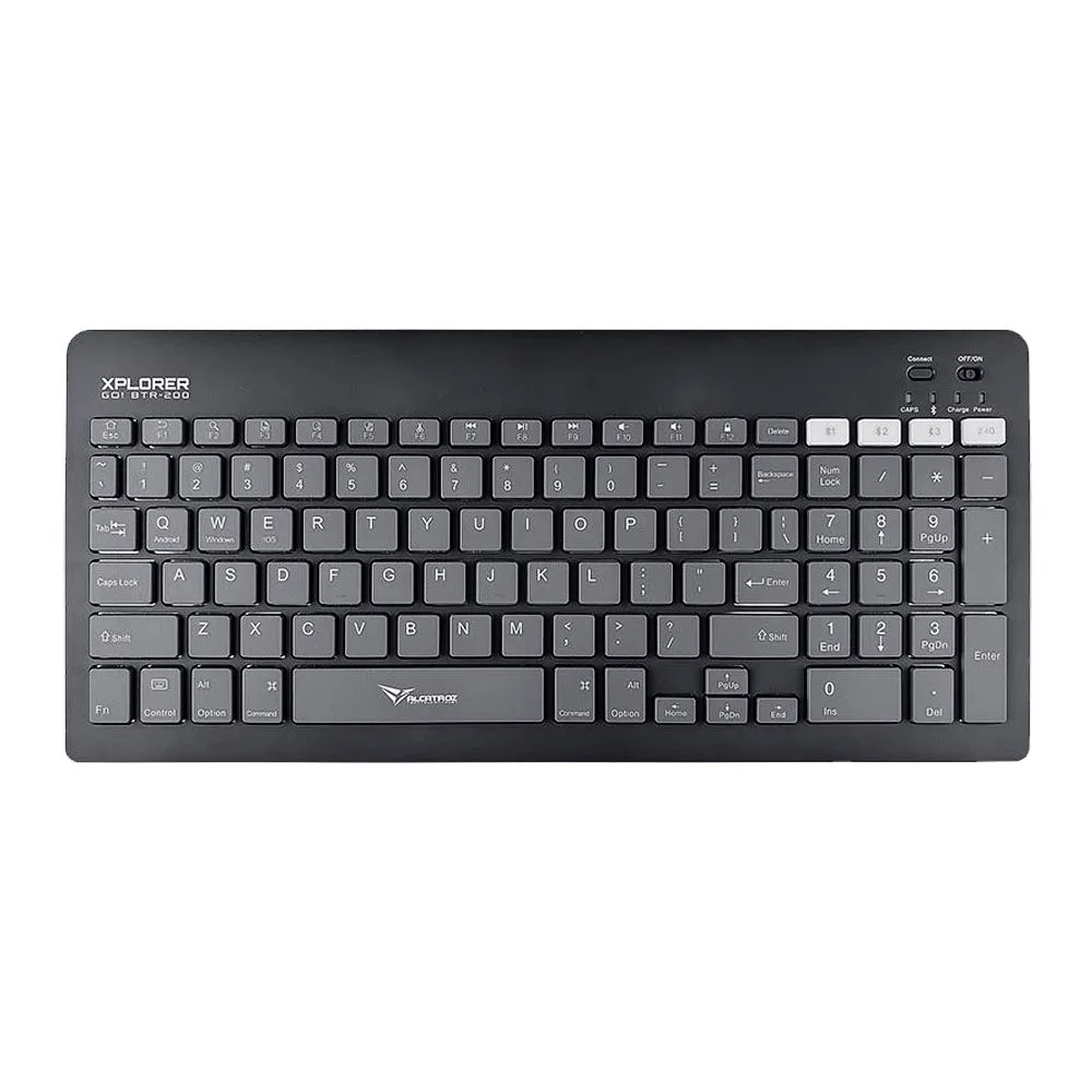 Alcatroz Xplorer Go! BTR-200 Dual Mode BT5.2+2.4G Wireless Keyboard, 180mAh Battery, Slate
