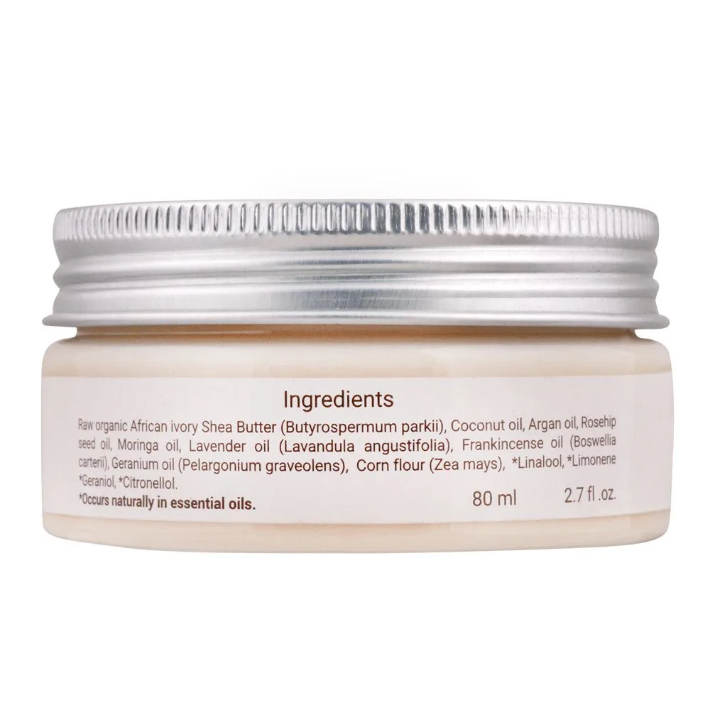 Side view of aliya b argan & rosehip aqua hand made anti-aging cream, 80g