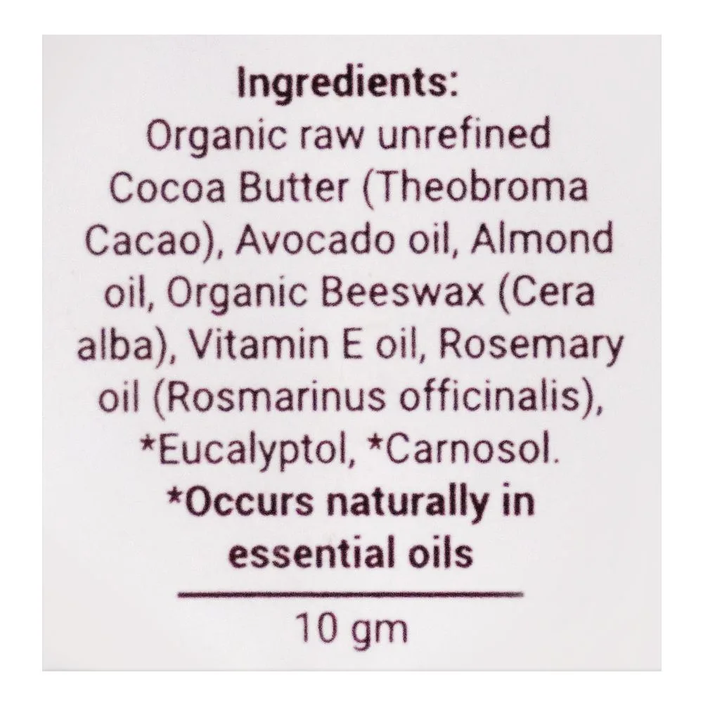 Side view of aliya b avocado & rosemary hand made lip balm, for ultimate lip care, 10g