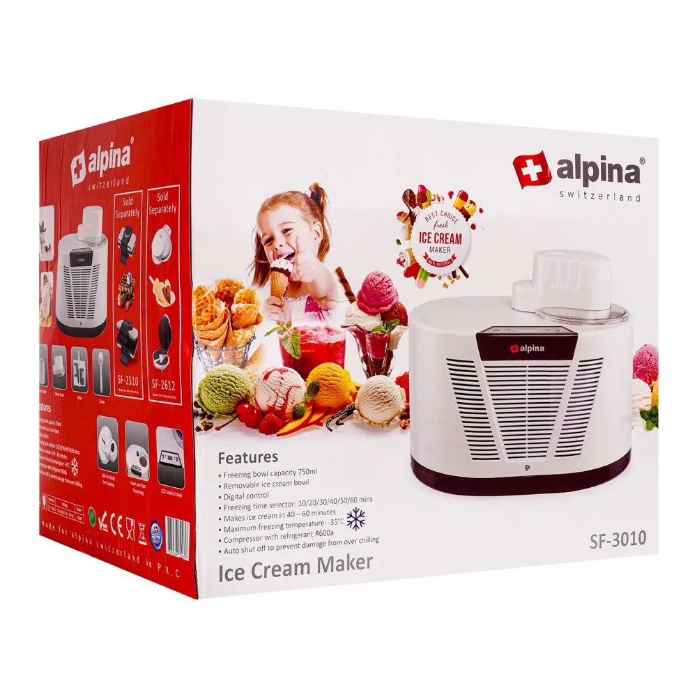 Side view of alpina ice cream maker, sf-3010