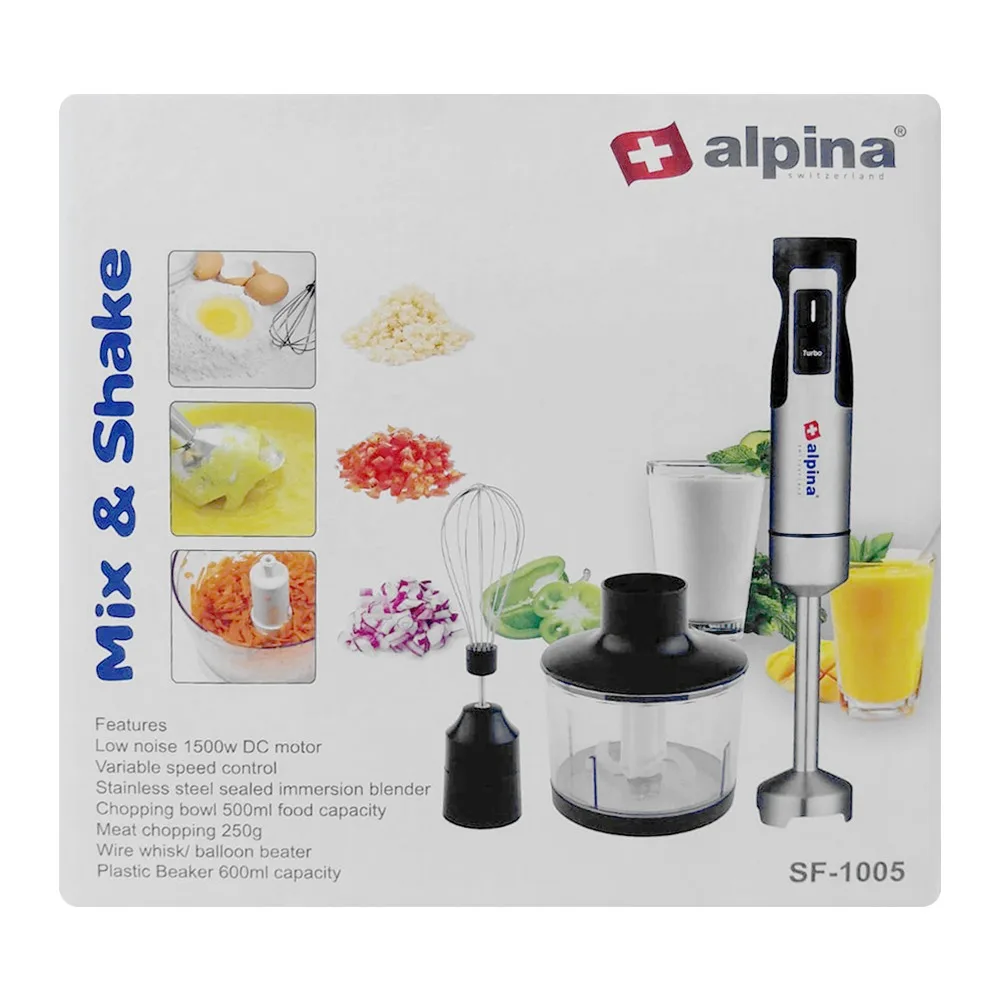 Alpina Stick Hand Blender 3-In-1 Chopper + Blender + Bitter, 450ml + 850ml, 700W, SF-1005