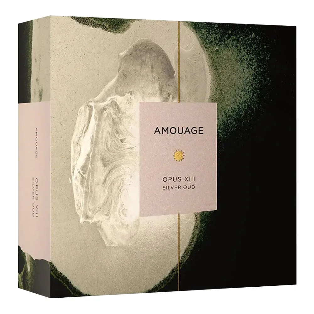 Side view of amouage opus xiii silver oud, eau de parfum, for men & women, 100ml