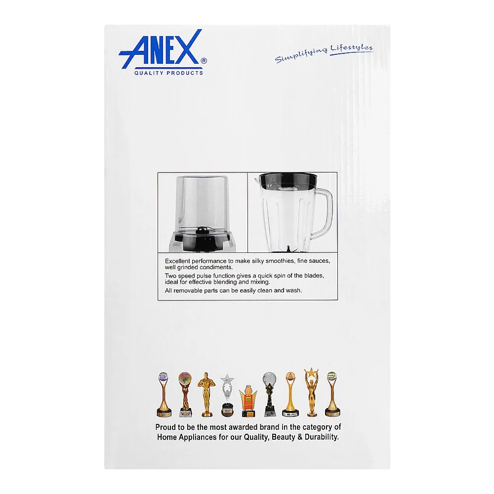 Comfortable casual anex deluxe 2 in 1 blender & grinder, 300w, black, ag-6043