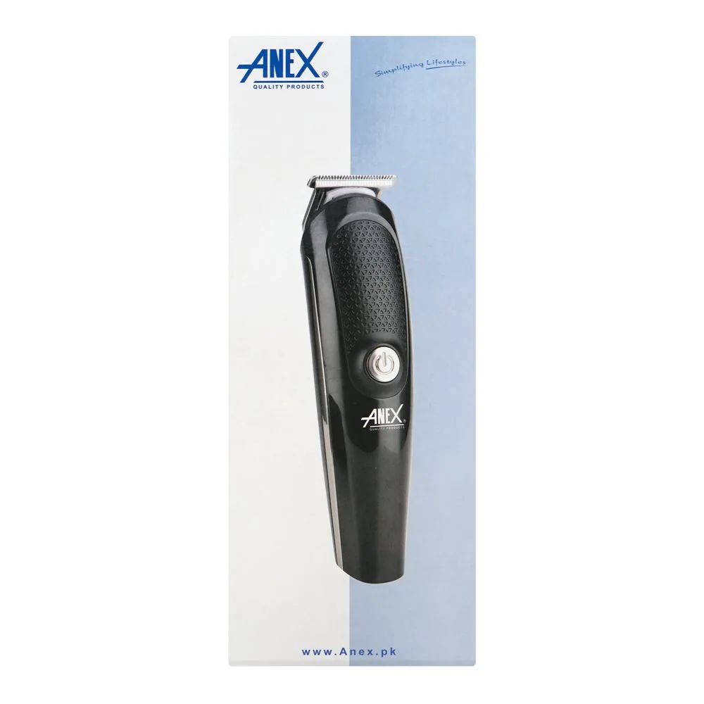 Close-up design of anex deluxe 5-in-1 hair trimmer, 600mah battery, 1.5 hours run time, ag-7064