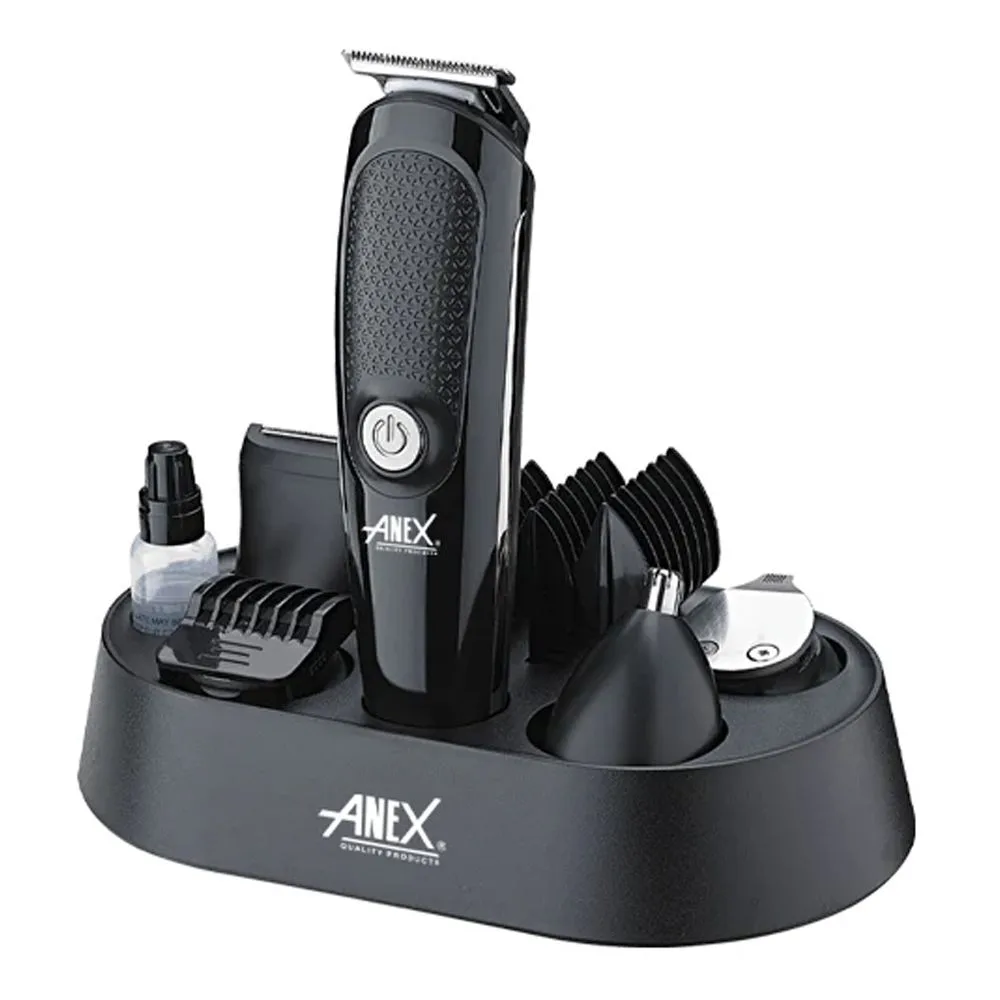 Front angle of anex deluxe 5-in-1 hair trimmer, 600mah battery, 1.5 hours run time, ag-7064
