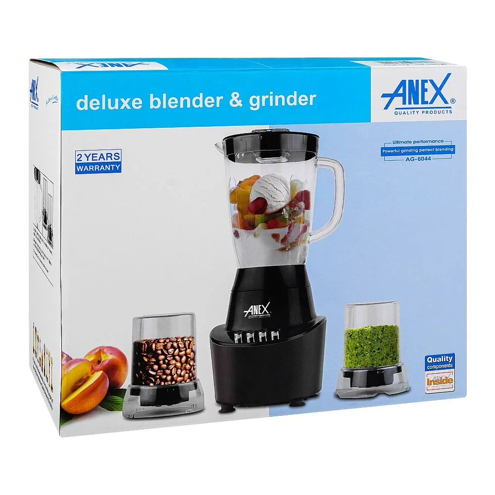 Side view of anex deluxe blender & grinder, 300w, grey, ag-6044
